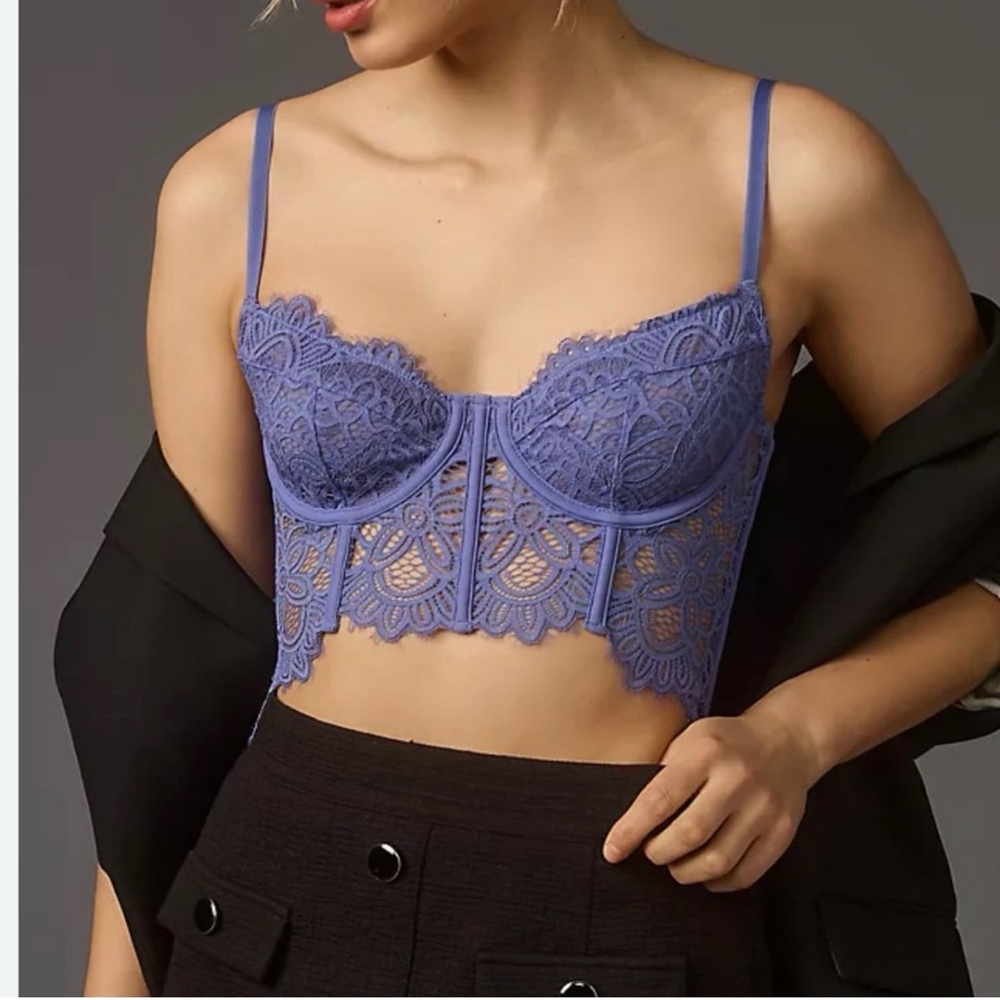 NWT Anthropologie Giselle Lace Bustier Periwinkle